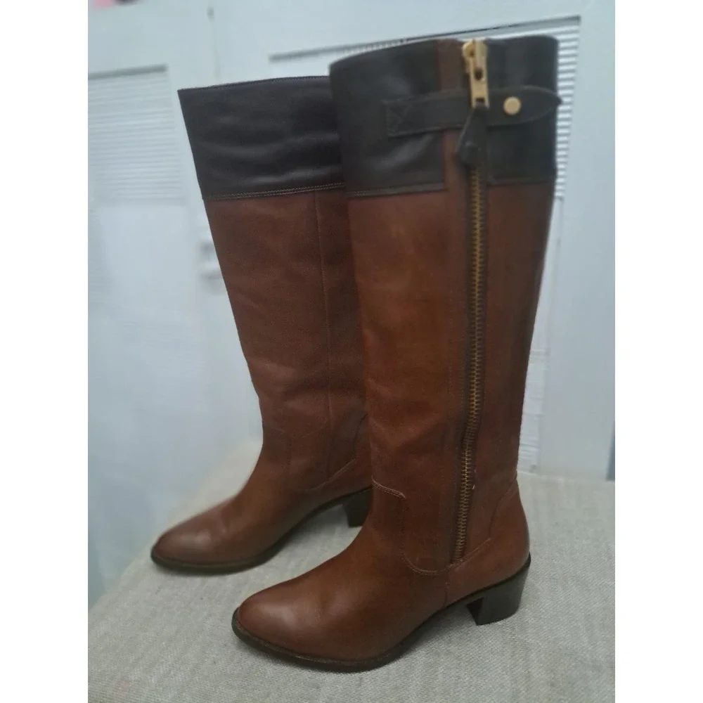 DVF Diane Von Furstenberg Boots Size 6 Brown‎ Black Knee High Equestrian
